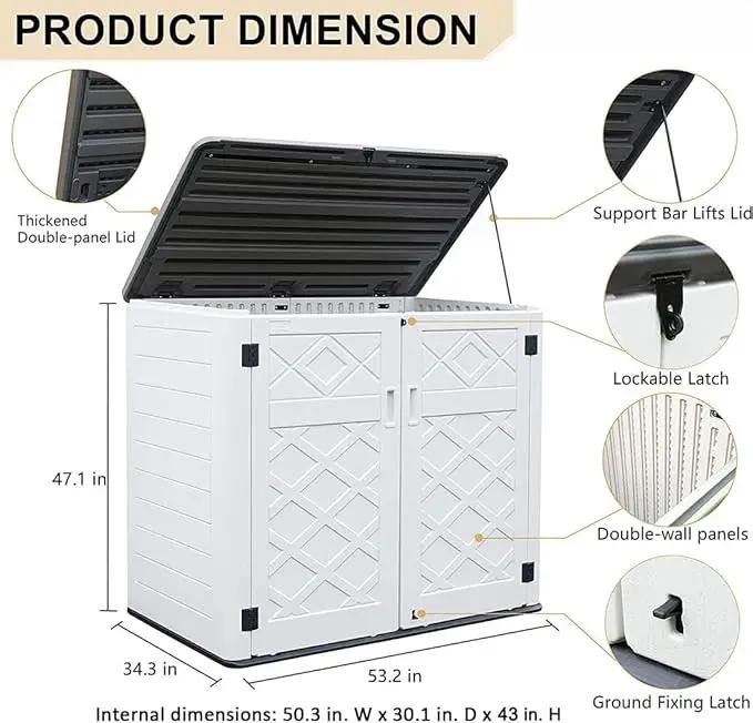 KINYING Horizontal Outdoor Storage Shed,47 Cu.ft Resin Outdoor Storage Cabinet Waterproof for Garden/Patio/Backyards by GreenHaven Gardens
