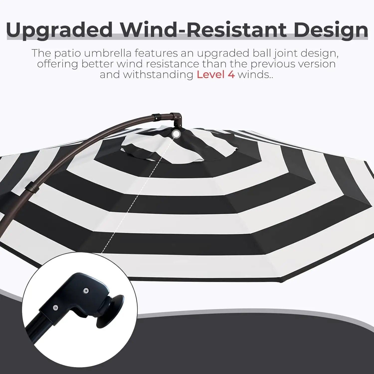 Grand patio 12FT Outdoor Round Offset Umbrella Large Patio Aluminum Cantilever Umbrella with Base for Garden Deck Poolside (Black & White, 12 FT) by GreenHaven Gardens