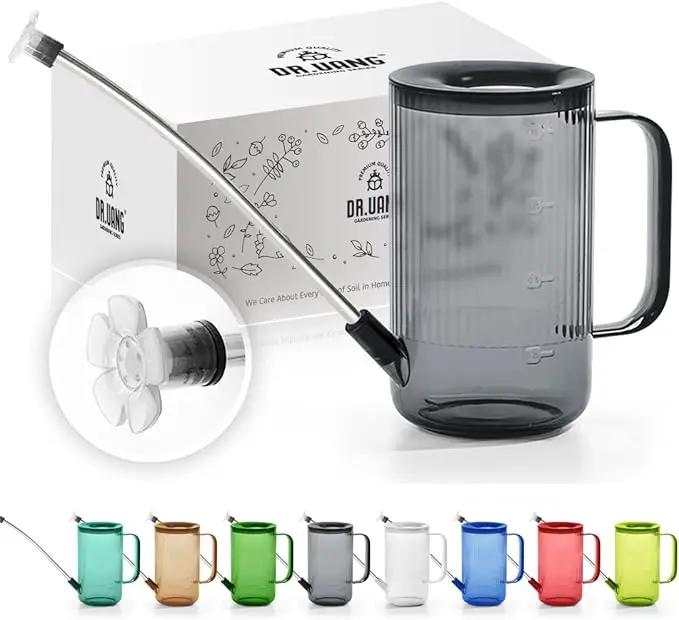 Small Watering Can Indoor Plants with Long Spout (1L, Gray) by GreenHaven Gardens