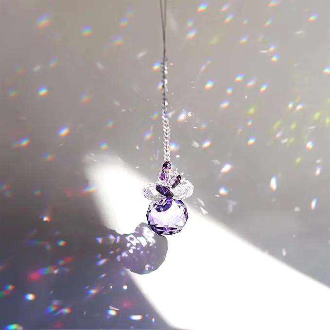 H&D Hanging Crystal Angel Suncatcher Rainbow Maker Guardian Angel Ornament for Home Window Decor (Purple) by GreenHaven Gardens