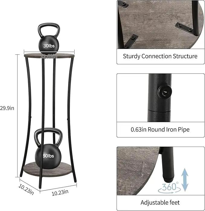 YINMIT Plant Stand Indoor,2 Tier Round Potted Holder Rack,Flower Pot Stand Shelf,Round Supports Rack,Corner Plant Shelf for Balcony Garden Patio Living Room,Grey by GreenHaven Gardens