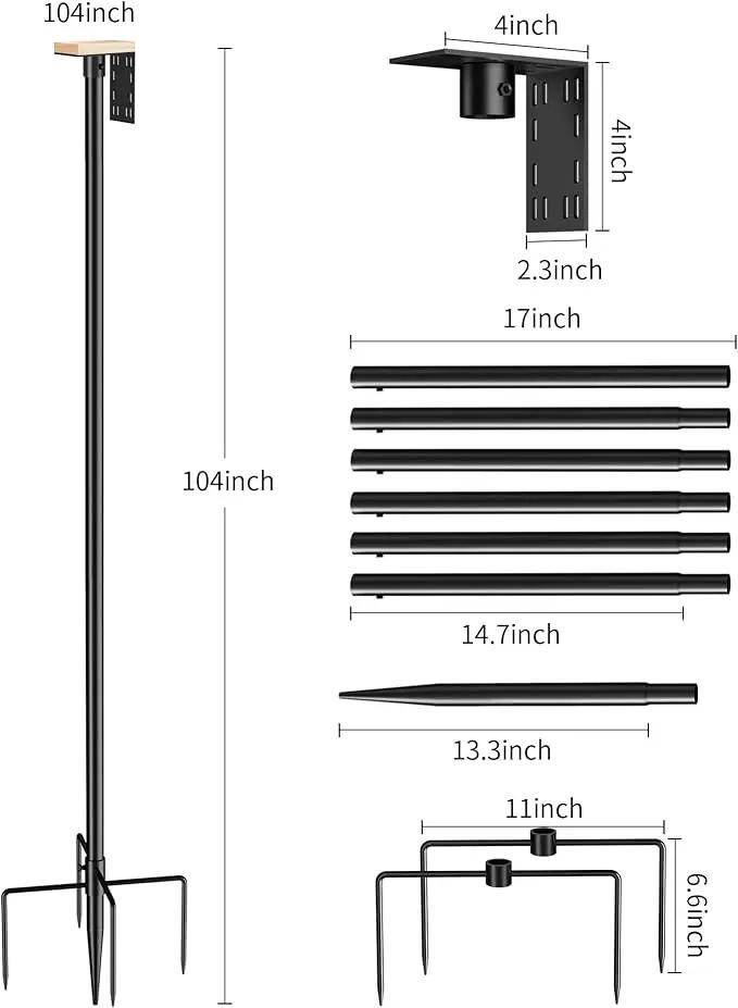 Bird Feeder Pole Stand – 104 Inch Height Feeding Station with 1-Inch Dia Heavy Duty for Hanging Feeders, Bird House Pole Mount Kit for Outdoor, Slip-Fit Connection by GreenHaven Gardens