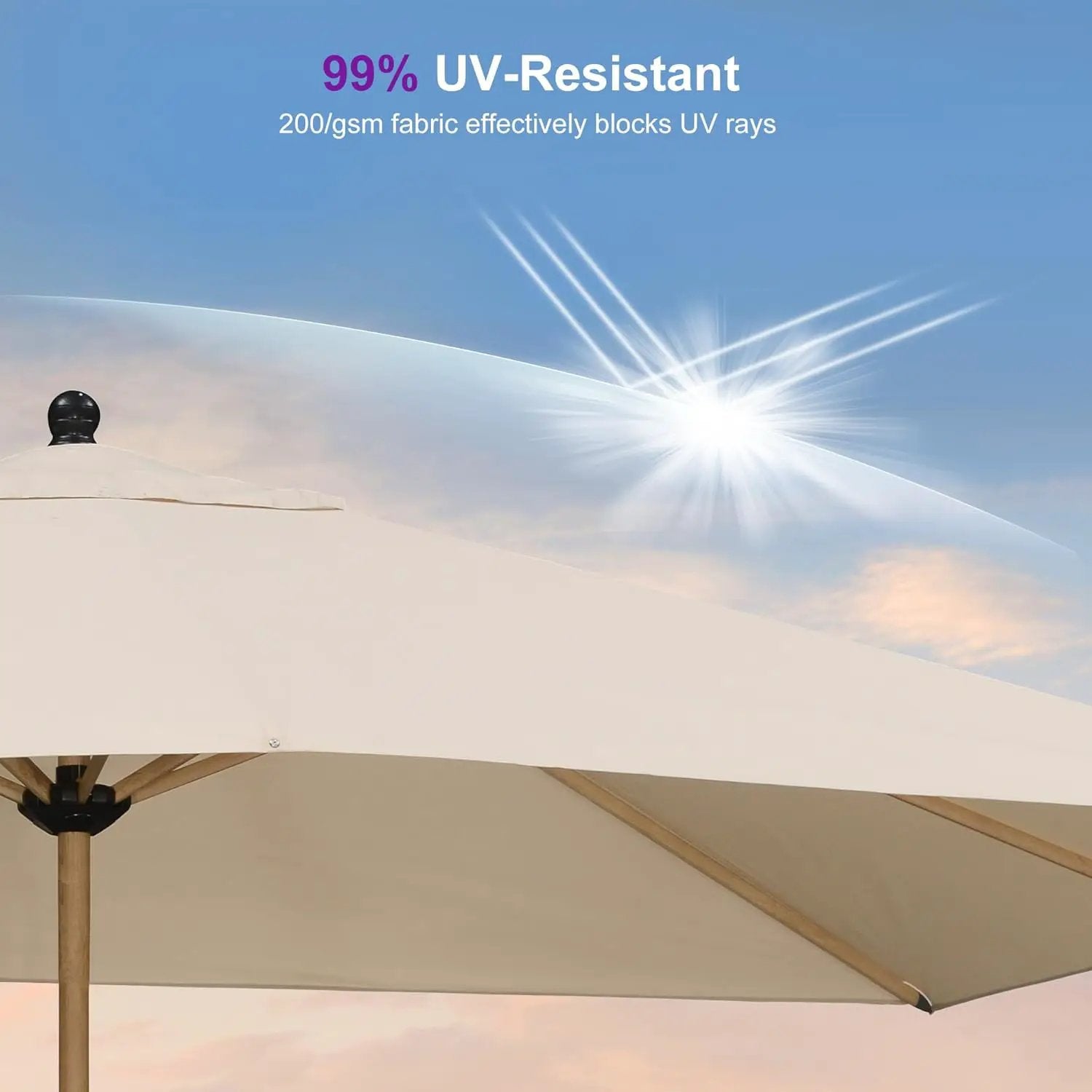 PURPLE LEAF 10' x 10' Square Patio Umbrella Outdoor Table Umbrella Aluminum Market Umbrella with 8 Sturdy Ribs & Crank Outdoor Umbrellas for Garden Deck Patio, Beige by GreenHaven Gardens