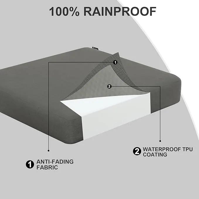 Favoyard Outdoor Chair Cushion 16 x 17 x 3 Inch Rainproof & 3-Year Fade Resistant Patio Furniture Cushions with Removable Cover and Adjustable Ties for Garden Sofa Couch Pads Set of 2, Dark Gray by GreenHaven Gardens