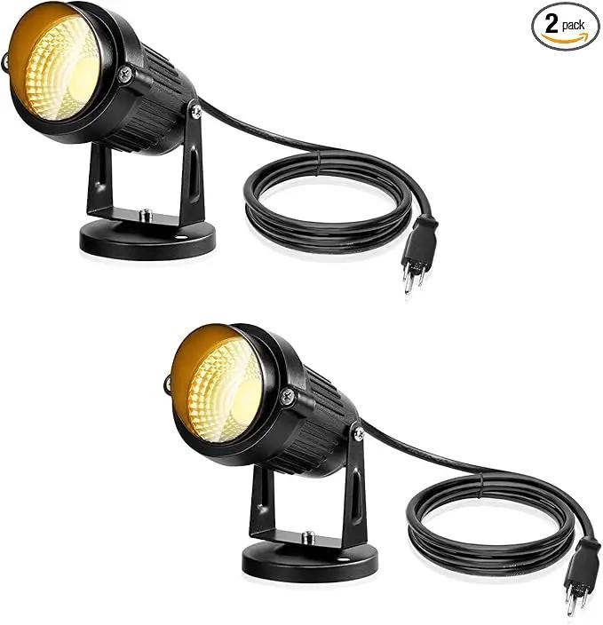LemonBest Landscape Lights - 5W 110V Outdoor Spotlight - Waterproof IP65-3000K Warm White LED Landscape Lights - 5ft Cable for Yard Garden Patio Driveway House (Include Spike) (2 Pack) by GreenHaven Gardens