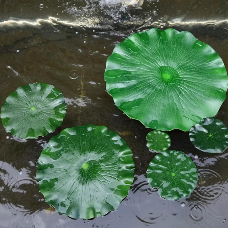 DOITOOL 3 Pcs Artificial Floating Foam Lotus Leaves 15.7 Inch Artificial Water Lily Pads Ornaments for Patio Fish Pond Pool Aquarium Decor, Green by GreenHaven Gardens