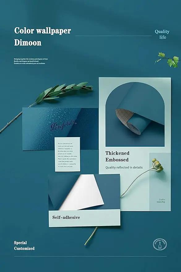 Dimoon 236''x17.7'' Blue Peel and Stick Wallpaper Contact Paper Modern Self Adhesive Wall Paper Removable Renter Friendly Textured Solid Color Shelf Cabinet Vinyl Roll (236''x17.7'',Dark Blue) by GreenHaven Gardens