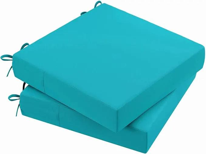 AAAAAcessories Outdoor Seat Cushions for Chairs, Waterproof, Fade-Resistant Patio Furniture Replacement Cushions, 21" x 21" x 4", Set of 2, Turquoise Blue by GreenHaven Gardens