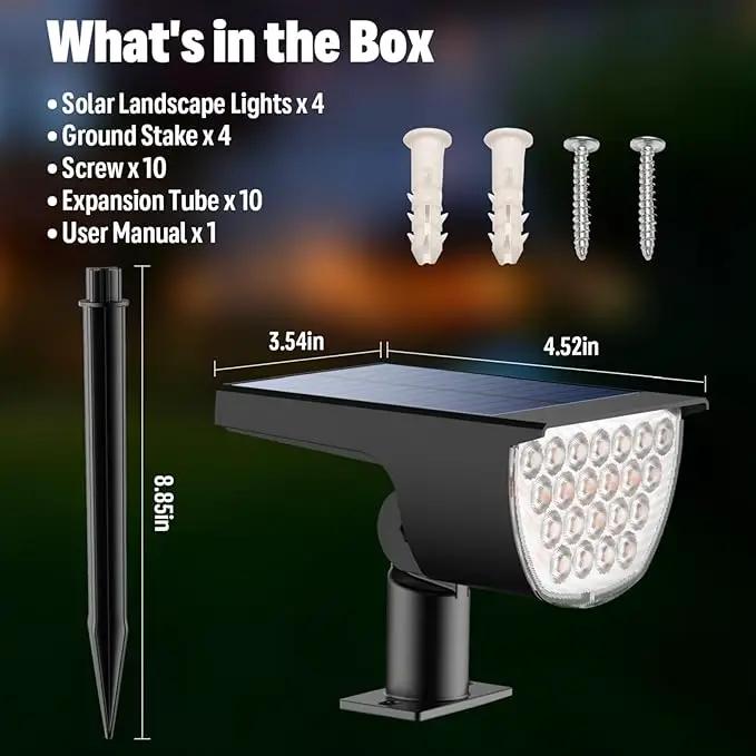 Solar Lights Outdoor Waterproof IP65, 76 LED 3 Lighting Modes Solar Spot Lights Outdoor Yard Garden Landscape Pathway (Warm White, 4 Pack) by GreenHaven Gardens