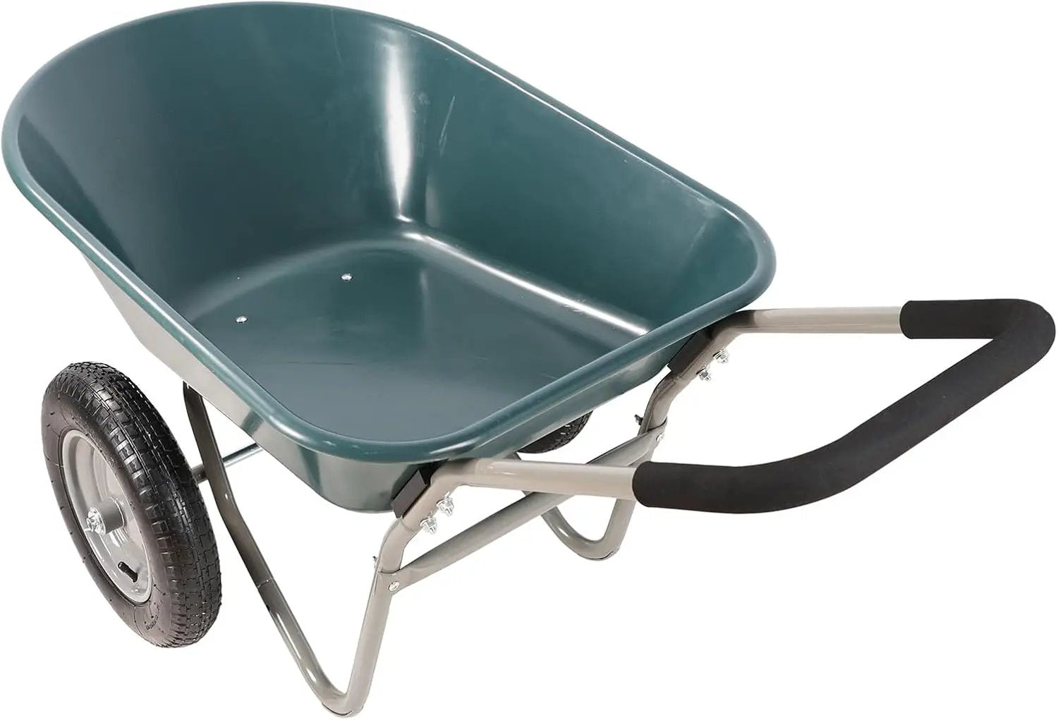Dual Wheel Wheelbarrow, Heavy Duty Garden Cart, 300 lbs Capacity Utility Cart with Two 15 inches Pneumatic Tires for Outdoor Lawn Yard Farm Ranch (Green) by GreenHaven Gardens