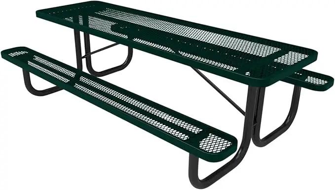 T8-DGRN Heavy Duty Rectangular Portable Picnic Table, 8 Ft, Dark Green, Made in America by GreenHaven Gardens