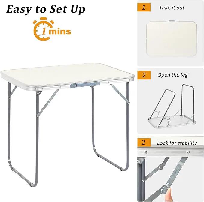 Outvita 2.3ft Portable Folding Camping Table, Outdoor Waterproof Picnic Table, Aluminum Lightweight Suitcase Foldable Table for Picnic BBQ Beach Dining by GreenHaven Gardens