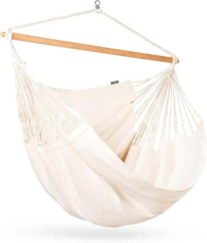 La Siesta® Large Comfort Habana Cotton Hanging Hammock Chair, Indoor Outdoor Hammock Swing Chair, Boho Hanging Chair Bedroom Patio, Max 285 Lbs, Latte by GreenHaven Gardens