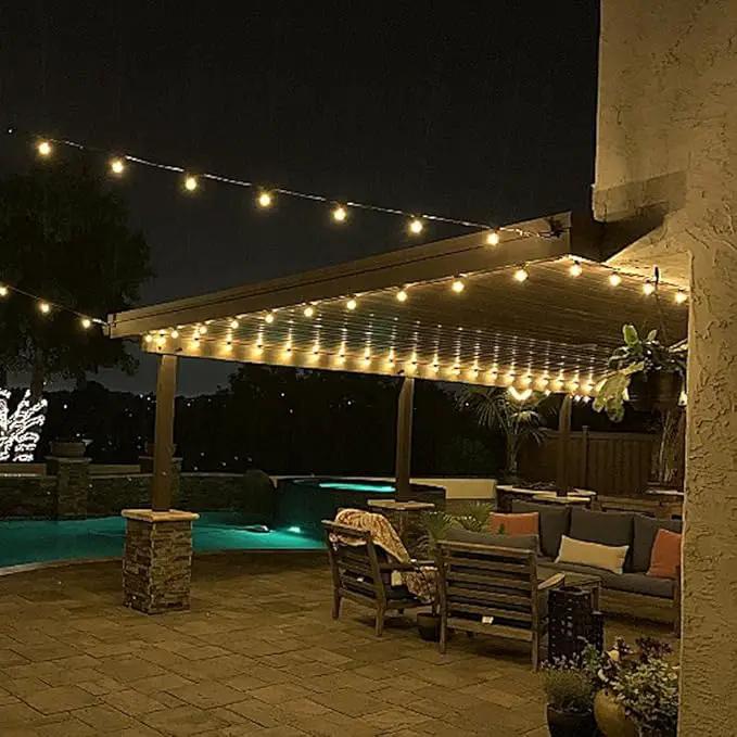 Novelty Lights 25 Feet G40 LED Patio String Lights with 25 Bulbs, Warm White, Weather Resistant and Shatterproof Replaceable Plastic Globe Bulbs, Brown Wire by GreenHaven Gardens