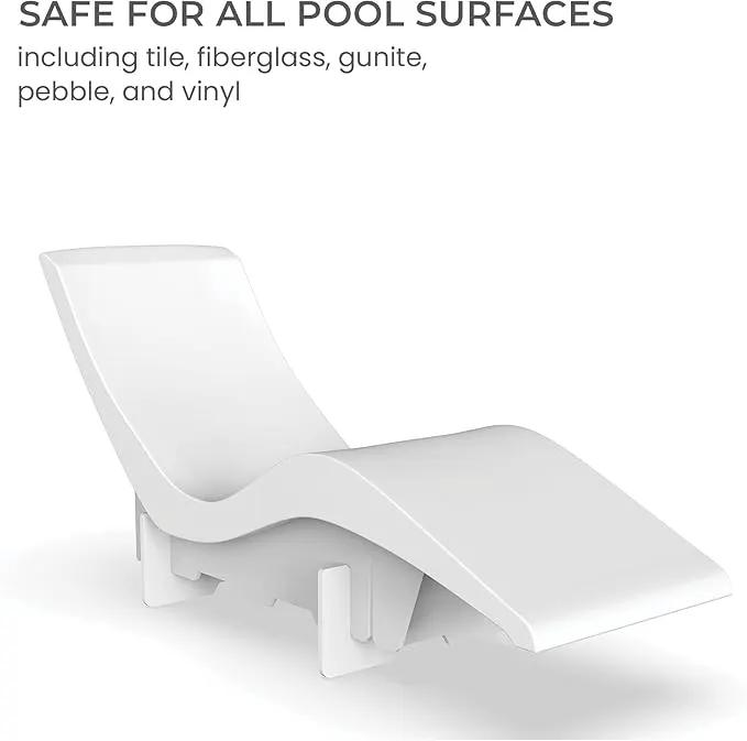Aqua Outdoors in-Pool DEEP Ledge Chaise Set - Two Chaises - Two Headrest Pillows - Chaise Risers and One Large in Pool Side Table - for ledges 9"-14" inches Deep (White Granite-Navy) by GreenHaven Gardens