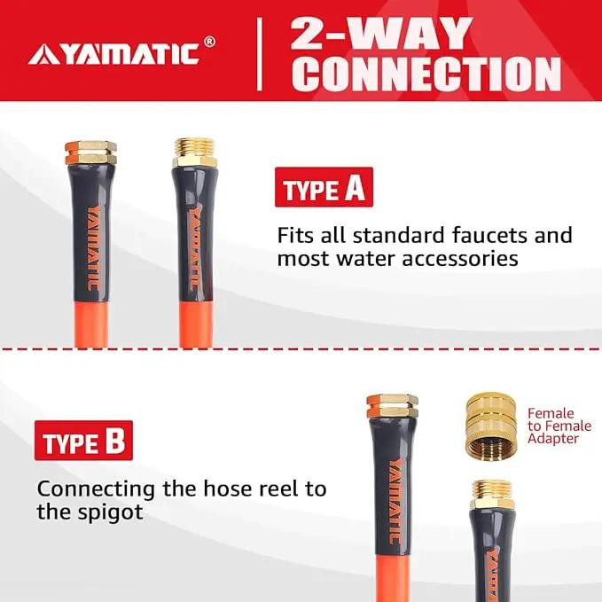 YAMATIC Female to Female Short Garden Hose 5/8 in x 10 ft, 2 in 1 Dual Use Heavy Duty Leader Hose with Solid Brass Connector, All-Weather Water Hose, Burst 600 PSI by GreenHaven Gardens