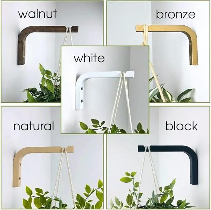 2-Piece Set of Plant Hooks for Wall 6 inch - Mounted Wooden Plant Hook - Indoor and Outdoor Bracket Plant Hanger for Planters, Lanterns, Bird Feeders, Patio Decorations (White) by GreenHaven Gardens