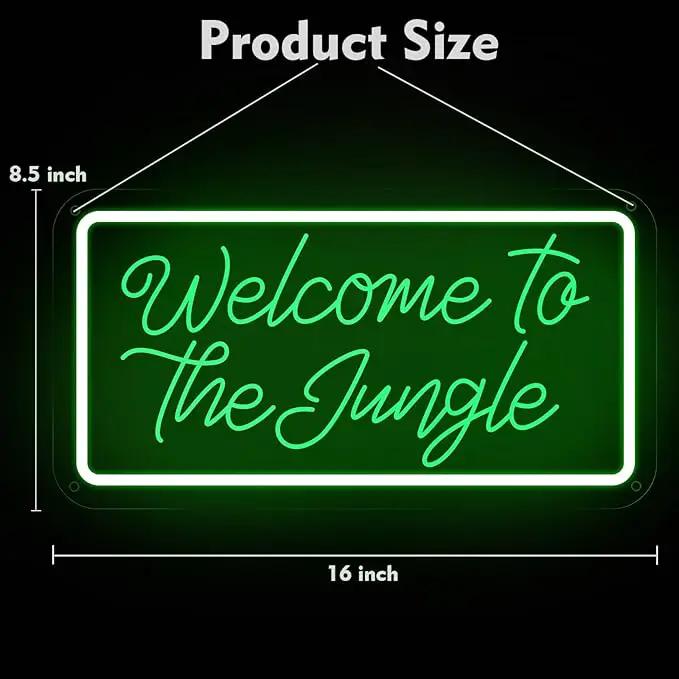Welcome to the Jungle Neon Sign, Neon Light Sign for Wall Decor Dimmable Green LED signs for Bedroom Home Birthday Party Wedding Engagement Garden Man Cave Decor USB Powered by GreenHaven Gardens
