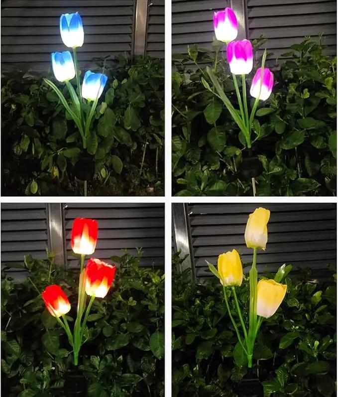 Veesee Solar Garden Outdoor Flower Light, Powered Stake for Decorative Landscape Lawn Yard Patio LED Lighting (Tulip-Purple, 2Pack) by GreenHaven Gardens