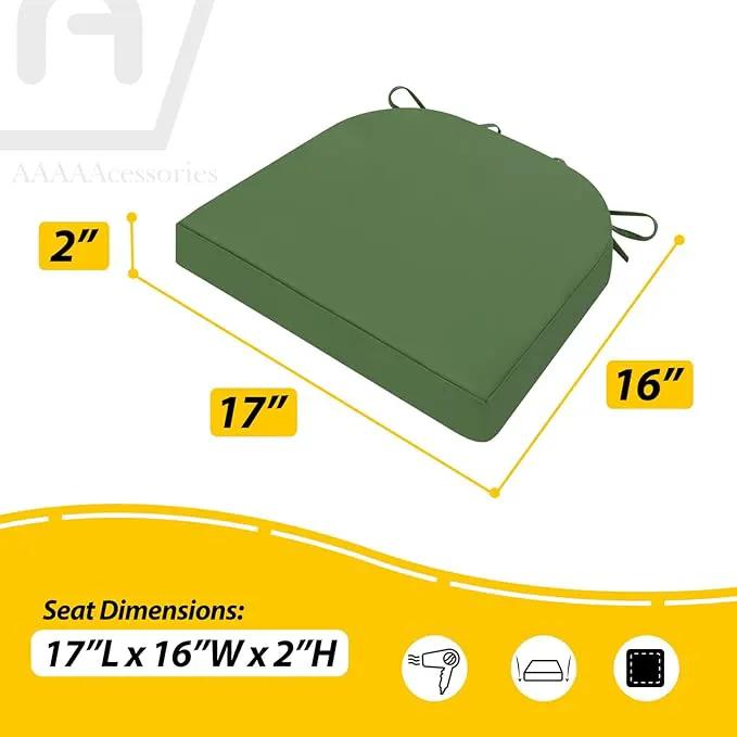 AAAAAcessories Outdoor Seat Cushions for Chairs, Waterproof, Fade-Resistant Patio Furniture Replacement Cushions, 17" x 16" x 2", Set of 2, Dark Moss by GreenHaven Gardens