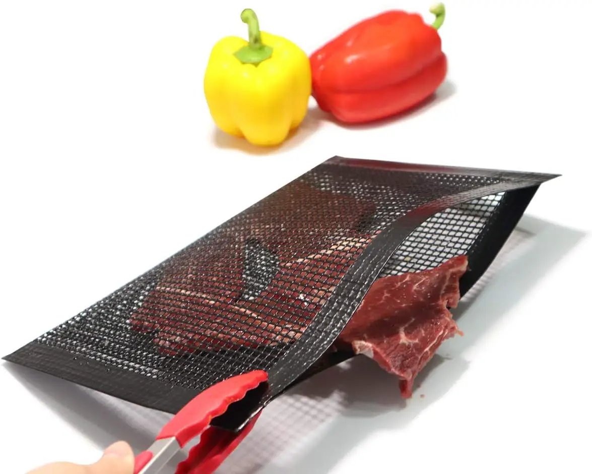 Bluedrop Non Stick Mesh Bag For Grill PTFE Toaster Oven Bags Barbecue Pockets Sheets Pack of 2 by GreenHaven Gardens
