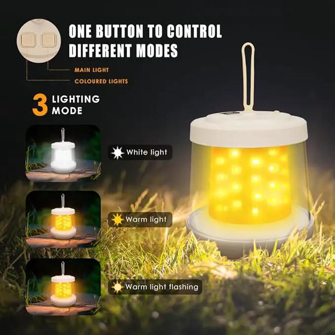 UniqueFire Portable 2 in 1 Camping Lantern，Camping String Lights Outdoor，Rechargeable LED Tent Lantern with Warm String Lights for Camping, Party, Garden and Yard Outdoor Decoration by GreenHaven Gardens