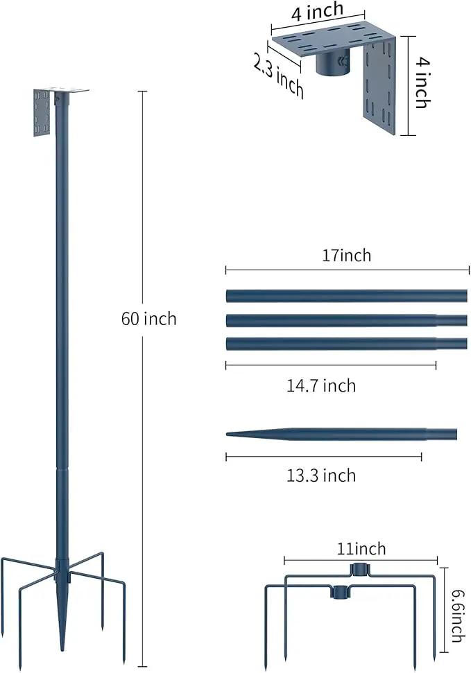 Bird Feeder Pole Stand – 60 Inch Height Feeding Station with 1-Inch Dia Heavy Duty for Hanging Feeders, Bird House Pole Mount Kit for Outdoor, Slip-Fit Connection，Blue by GreenHaven Gardens