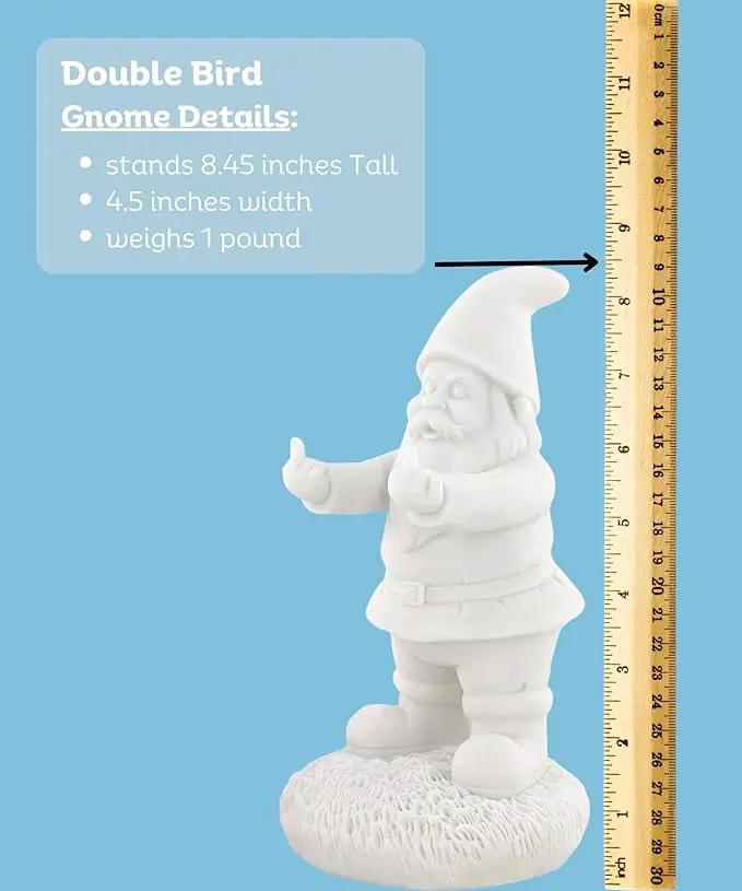 Gnometastic Gnude Gnomes - Unpainted Double Bird Garden Gnome Statue, 8.5in / DIY Paint Your Own Gnome - Funny Garden Gnomes to Paint for Adults, Outdoor or Indoor by GreenHaven Gardens