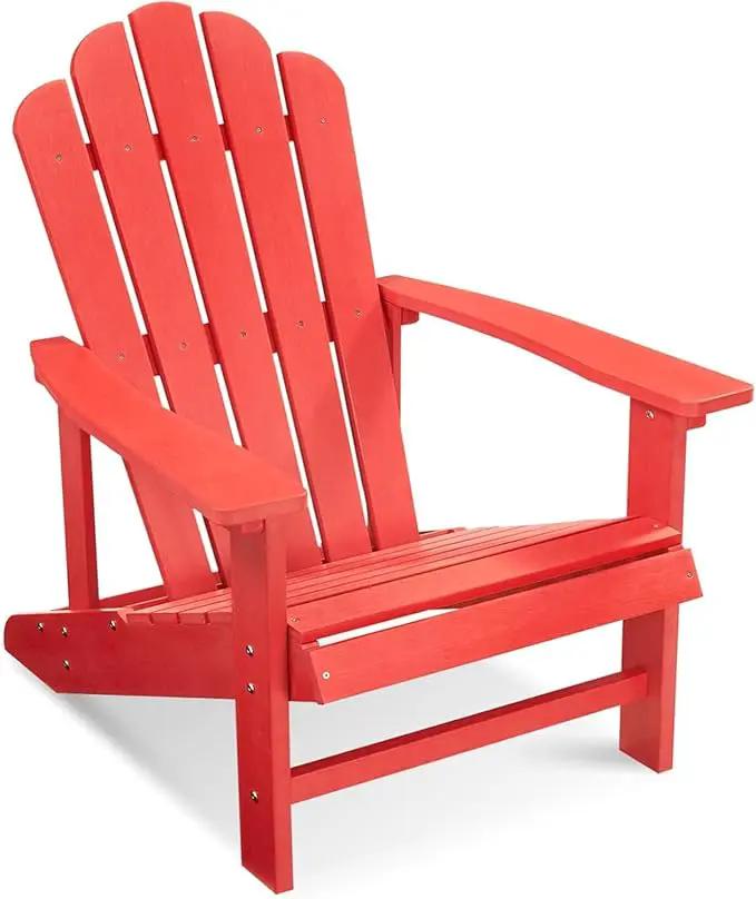 Psilvam Classic Adirondack Chair, Standard-Sized Poly Lumber Fire Pit Chair, 350Lbs Support Weather Resistant Patio Chairs for Garden, Party, Beach(Red) by GreenHaven Gardens