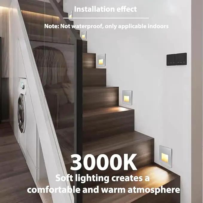 4Pcs 1.5W LED Step Light, Warm White 3000K Recessed Wall Spotlight for Staircase, Kitchen, Bedroom, Living Room, Cabinet, 110V Silver by GreenHaven Gardens