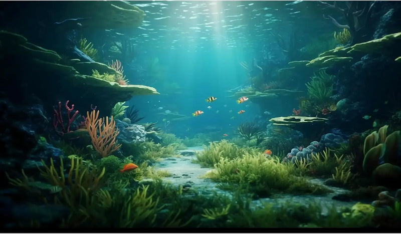 Ocean Floor Fish Tank Background Under The Sea Coral Reef Aquarium Background Underwater Aquatic Plants Corals Rock Cave Terrarium Backgrounds Tropical Fish Ocean Aquarium Backgrounds Decors 24x12in by GreenHaven Gardens
