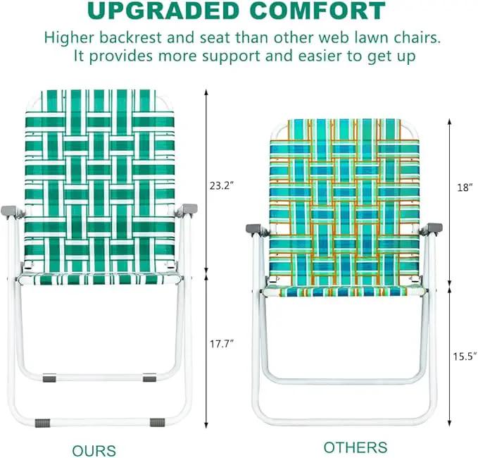 VINGLI Patio Lawn Webbed Folding Chairs1 Piece, Outdoor Beach Chair Portable Dining Chair for ir for Outdoor Yard, Garden(Green, Classic) by GreenHaven Gardens