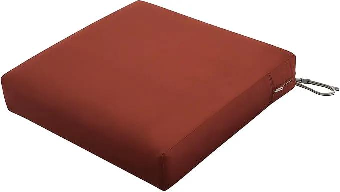 Classic Accessories Ravenna Water-Resistant 21 x 19 x 5 Inch Outdoor Seat Cushion, Durable Patio Furniture Cushion with Straps,Spice, Patio Loveseat Cushion by GreenHaven Gardens