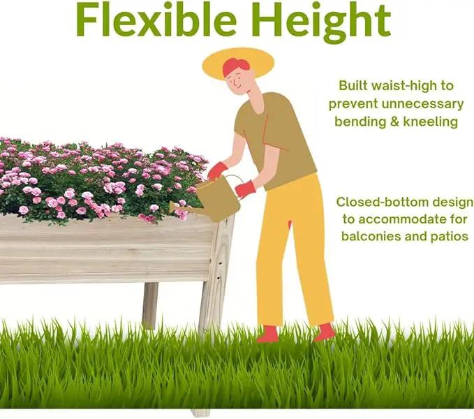 BTExpert 4ft Wooden Raised Garden Bed with Legs, 48x24x30in Elevated Planter Box Stand for Vegetable Flower Backyard, Patio, Balcony Large Wood Raised Beds Liner Outdoor - 30 in Height by GreenHaven Gardens