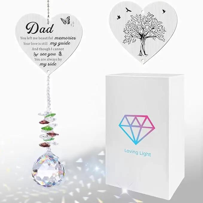 Memorial Suncatcher Gifts for Loss of Dad, Sympathy Gifts for Loss of Dad, Dad in Heaven Memorial Crystal Suncatcher for Window Home Decor (Dad) by GreenHaven Gardens