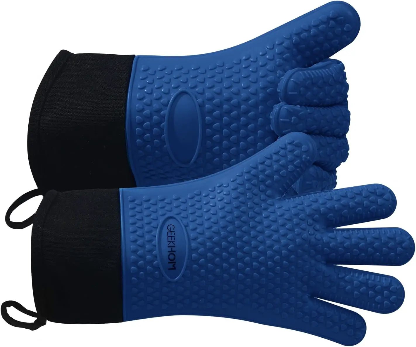 GEEKHOM BBQ Gloves Heat Resistant Oven Mitts - Silicone Grilling Gloves with 13.7" Arm Protection - Waterproof Pot Holder Non-Slip for Men & Women, Kitchen Outdoor Cooking, Baking, Camping, Royal Blue by GreenHaven Gardens