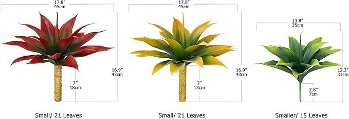 Artificial Agave Plants,Large UV Resistant Fake Agave Planters for Indoor and Outdoor Decorating Tropical Plant Succulents Greenery Indoor Decor (2Pack,18" Red) by GreenHaven Gardens