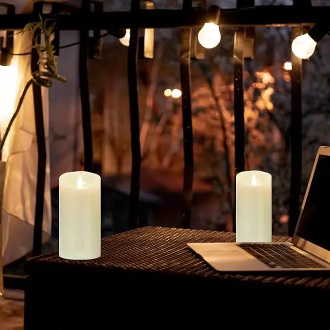 Tappovaly Flameless Flickering Battery Operated Candles 2pack Real Wax Pillar LED Candles with 10-Key Remote Control and 24 Hours Timer for Wedding, Party, Home Decoration (Ivory) by GreenHaven Gardens