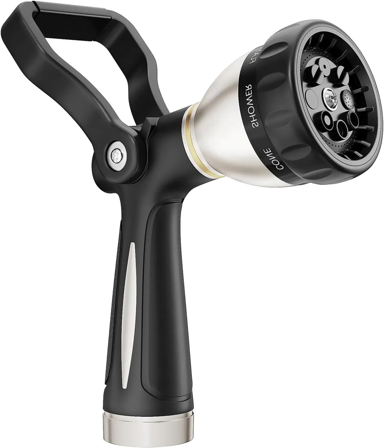 FANHAO Heavy Duty Fireman's Hose Nozzle, Metal Water Nozzle with 8 Spray Patterns，High Pressure Garden Hose Sprayer with Lever Control and Non-Slip Grip to Water Lawns & Plants, Wash Cars & Clean by GreenHaven Gardens