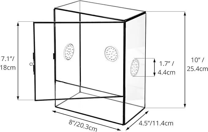 NCYP Glass Terrarium with Front Opening Door and 3 Vents for Insects, Snail, Spider, Glass Enclosure - 8"x4.5"x10" Clear Closed Plant Greenhouse Box (Terrarium Only) by GreenHaven Gardens