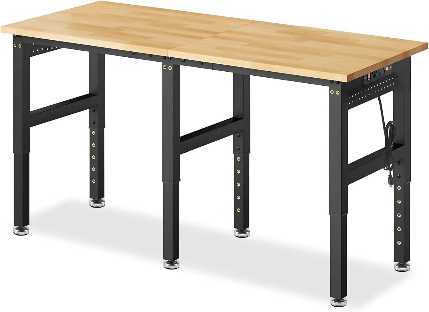 MUWOOD 72” Adjustable Height Workbench, 5000 LBS Heavy Duty Table Rubber Wood Workstation with Power Outlet & Pegboard for Garage, Office, Workshop, Home,Commercial by GreenHaven Gardens