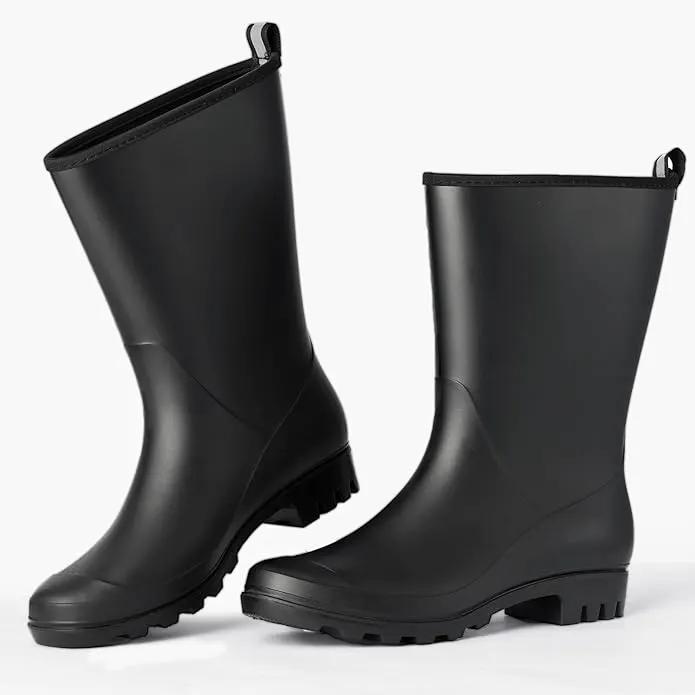 Mid Calf Rain Boots Women Waterproof PVC Womens Rubber Rain Boot Seamless Rain Footwear Outdoor Garden Work Walking by GreenHaven Gardens