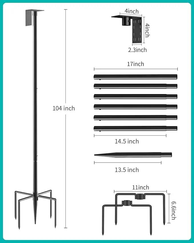 Bird Feeder Pole – 104 Inch Height Bird House Pole with 1-Inch Dia Heavy Duty for Birdfeeders, Feeding Stand with Mount Kit for Outdoor, Slip-Fit Connection by GreenHaven Gardens