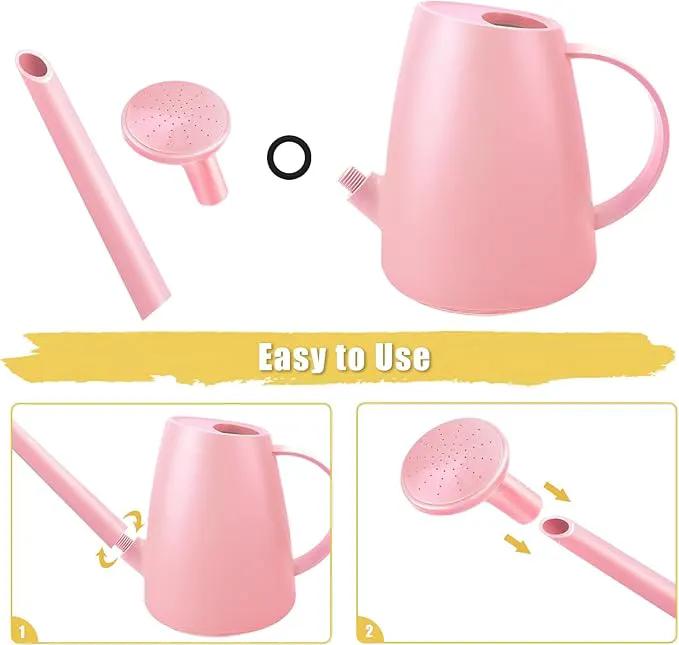 Watering Can for Indoor Plants, Small Watering Cans for House Plant Garden Flower, Long Spout Water Can for Outdoor Watering Plants 1. 8L 1/2 Gallon (Pink) by GreenHaven Gardens