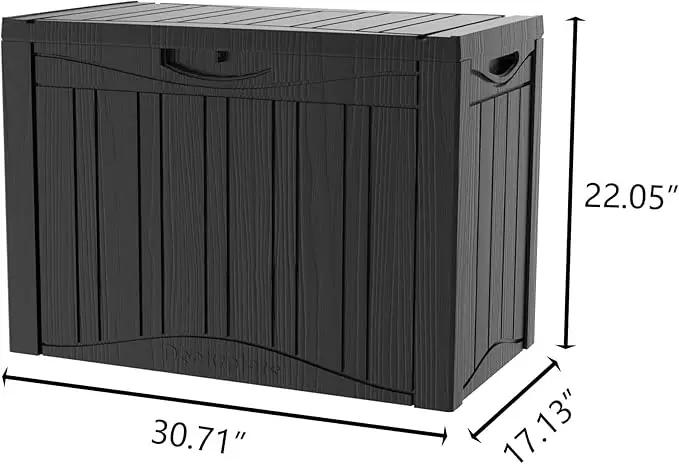 45 Gallon Waterproof Deck Storage Box - All-Weather Outside Storage Box with Lock, Outdoor Box Storage for Patio/Pool Accessories, UV-Resistant Resin, Matte Black by GreenHaven Gardens
