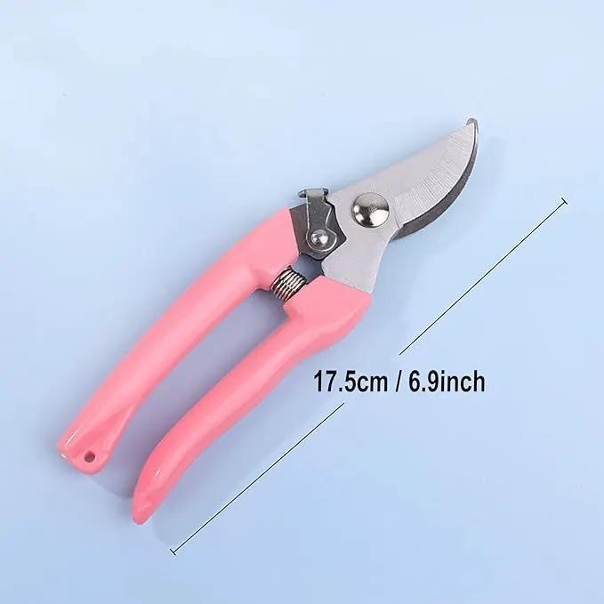 Garden Flower Shears Pruning Shears 6.9 inches Scissors Heavy Duty Plant Scissors for Cutting Flowers, Trimming Plants, Bonsai, Fruits Picking (Pink Handle 2pcs) by GreenHaven Gardens