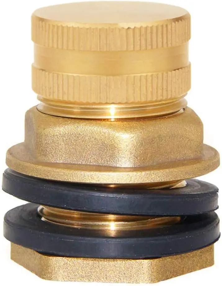 Joywayus Brass Male Garden Hose Bulkhead Fitting with Plugs,1/2" Female 3/4" GHT Male Water Tank Connector Threaded and 3/4" GHT Female Outer Hex Head End Pipe Caps Drain/Flush Port Kit by GreenHaven Gardens