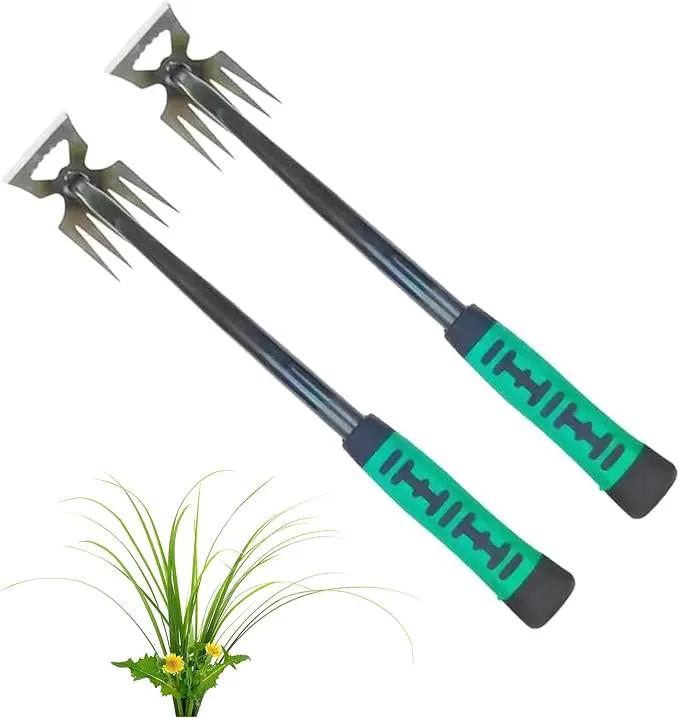 2Pcs Weed Puller Tool, Weeding Artifact Uprooting Steel Hand Weeder Tool for Garden Yard Farm - Durable Manganese, Manual Multifunctional Weeding Artifact Kit - 6 Teeth, Dual Purpose Puller by GreenHaven Gardens