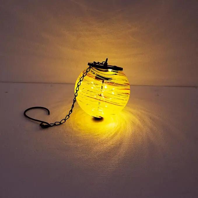 Solar Lanterns Outdoor Waterproof LED Lights 4.7" Glass Hanging Solar Lights with Metal Chain,Gazing Globe Ball Outdoor Decorative Lantern for Patio Pathway Yard Garden Decor(Yellow) by GreenHaven Gardens