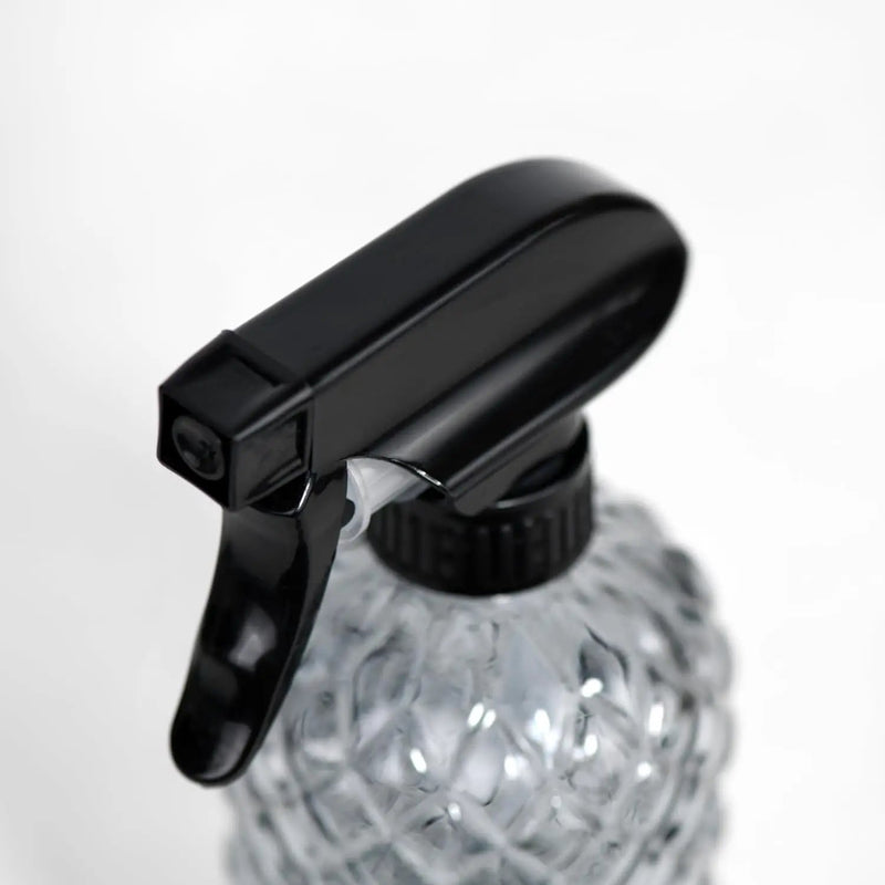 12Oz Glass Plant Spray Bottle, Gem Pattern Glass Sprayer, Watering Can with Black Plastic Top Pump, Handheld Watering Can for Indoor Outdoor Potted Plants and Greenery (Grey) by GreenHaven Gardens